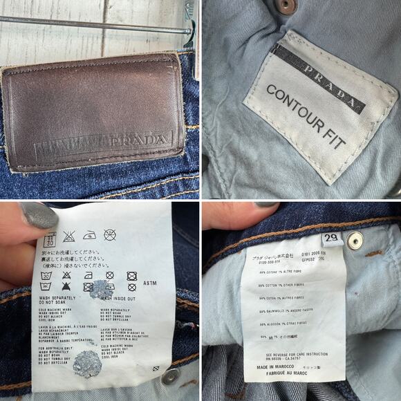 PRADA Dark Blue Stretch Denim Contour Fit Straight Leg High Rise Jeans Size 29 - Picture 16 of 16